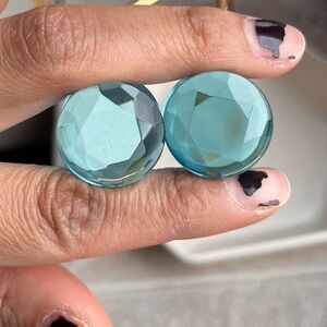 Blue Glass Faceted Plugs Double Flared 19mm 3/4”
